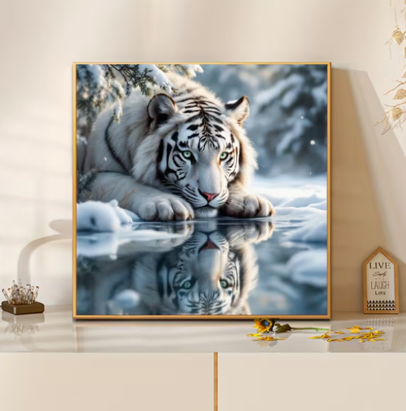 Diamond Painting  Weißer Tiger im Spiegelbild
